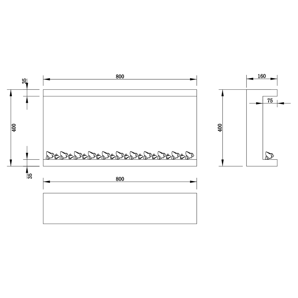 Falmouth electric fireplace to mount on wall or to built in