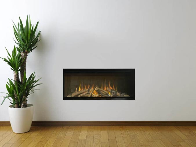 Wall mounted bioethanol fireplaces placed on the wall in modern interior
