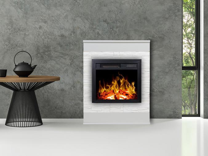 Wall mounted bioethanol fireplaces placed on the wall in modern interior