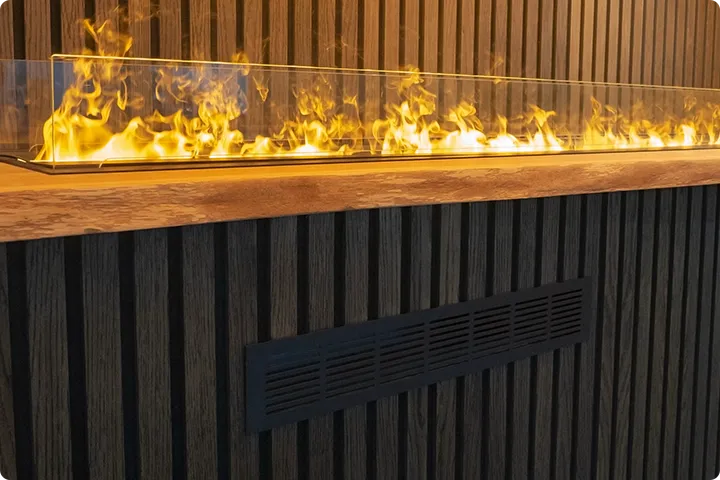 Magic Fires hybrid fireplace cassette with black top plate