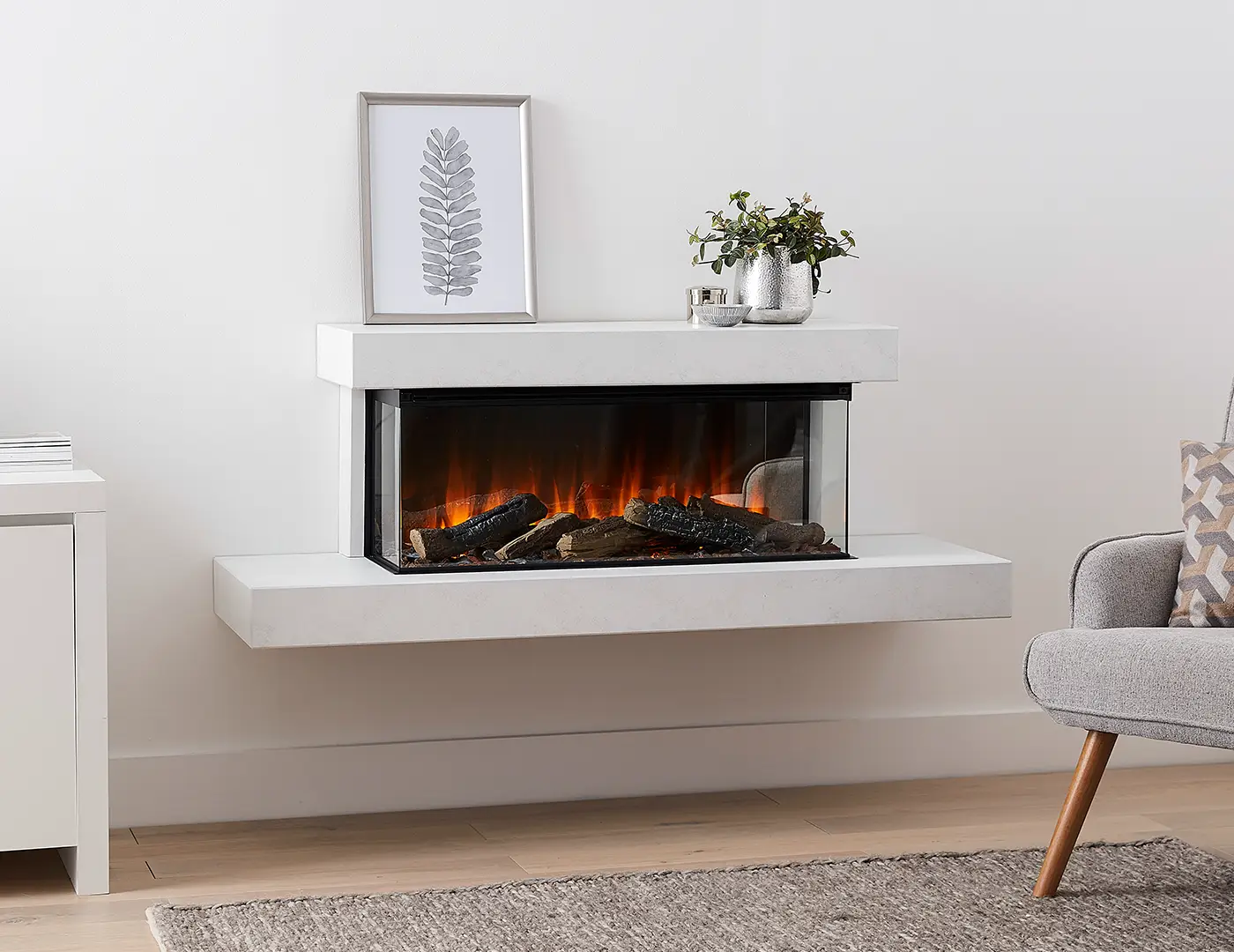 Floating Wall-mounted electric fireplace