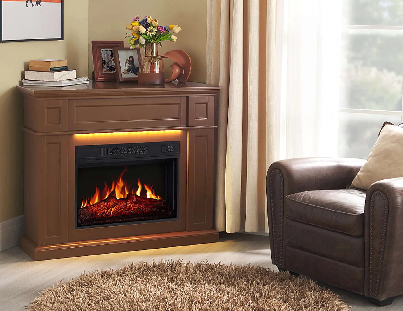electric corner fireplace