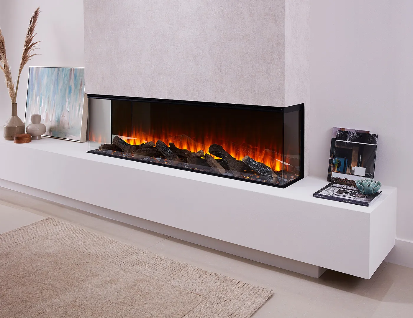 Three-sided Flat electric fireplace