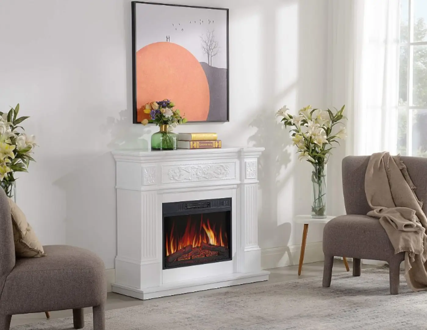 Freestanding mantel fireplace from Artiflame