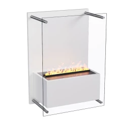 Yosemite White Water Vapour Fireplace - Wall-Mounted Opti-myst Fireplace with Large Glass Front