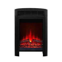 Black standing electric fireplace