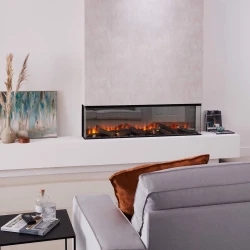 British Fires New Forest 1600 wide built-in electric fireplace with multi-sided flame view
