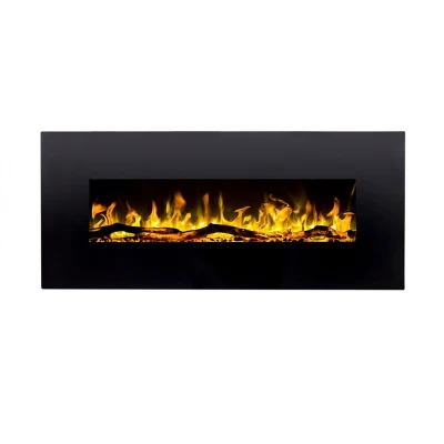 Albion Black Electric Fireplace with Adjustable Heat, Black, Energy-Saving LED