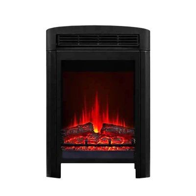 Black standing electric fireplace