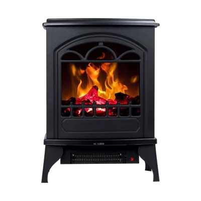 Hoover Electric Fireplace with Campfire Flame Effect, Black, Adjustable Heat