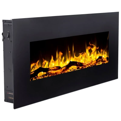 Aflamo Albion Electric Fireplace – Modern LED Flames, Remote Controlled, Sleek Black Finish Aflamo Albion Electric Fireplace – LED Flame Effect, Wall-Mounted or Built-In, 90 cm, 110 cm, 128 cm, Black Finish