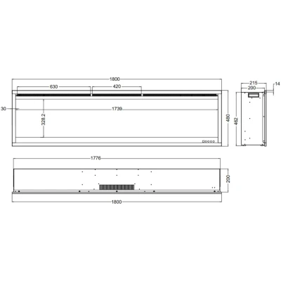 Aflamo Royal 3D 180 cm Electric Fireplace with realistic LED flame effect, glowing embers, and adjustable background lighting. M