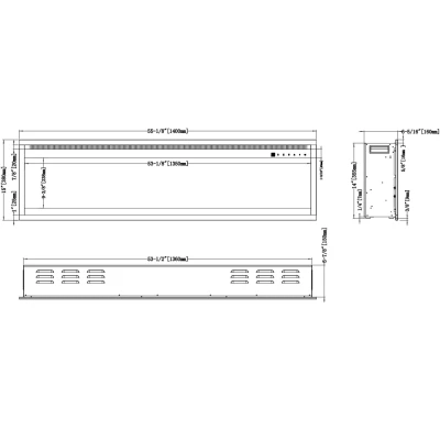 Royal Pro Wall-Mounted Electric Fireplace in 140cm