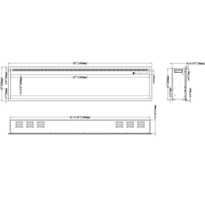 Aflamo Royal Pro 160 cm black wall-mounted electric fireplace with LED flames