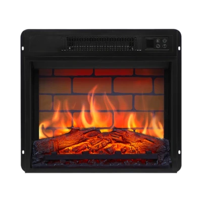 ArtiFlame AF18B black 18-inch built-in electric fireplace insert with brick-look backplate and LED flame