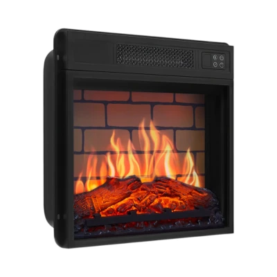 ArtiFlame AF18B black 18-inch built-in electric fireplace insert with brick-look backplate and LED flame
