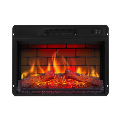 ArtiFlame AF23BS black 23-inch built-in electric fireplace insert with stone brick-effect backplate and LED flame
