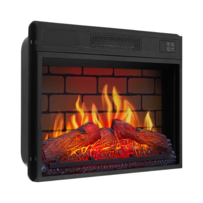 ArtiFlame AF23BS black 23-inch built-in electric fireplace insert with stone brick-effect backplate and LED flame