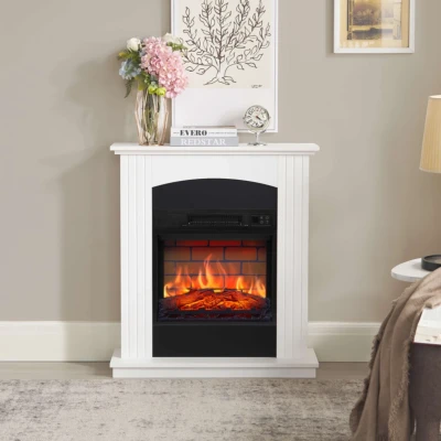 ArtiFlame Collins AF18B white mantel electric fireplace with brick-effect