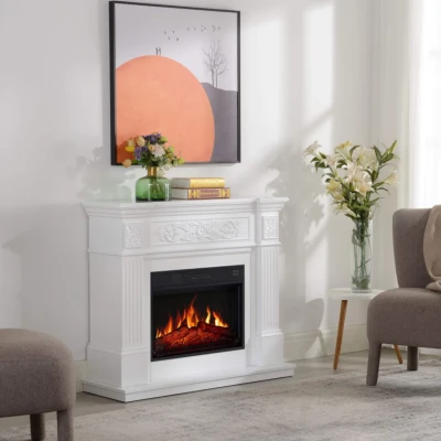 White Toscana electric fireplace suite with 23-inch insert