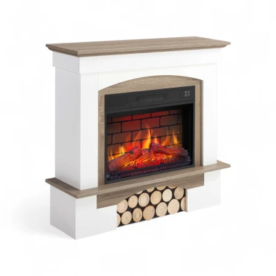 ArtiFlame Woodley white grey oak electric fireplace with 23-inch insert