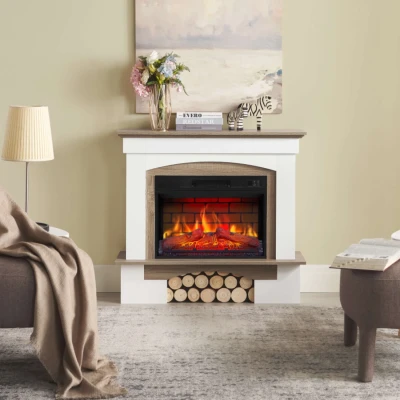 ArtiFlame Woodley white grey oak electric fireplace with 23-inch insert