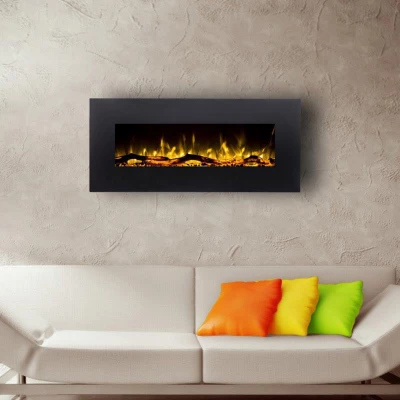 Albion Black Electric Fireplace Energy-Saving LED with Adjustable Heat, Black Albion Black Electric Fireplace with Adjustable Heat, Black, Energy-Saving LED