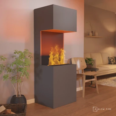 Glow Fire Beethoven Grey - OMC 600 | Freestanding Water Vapour Fireplace Glow Fire Beethoven Grey - OMC 600 | Freestanding Water Vapour Fireplace, 170 cm x 60 cm x 50 cm