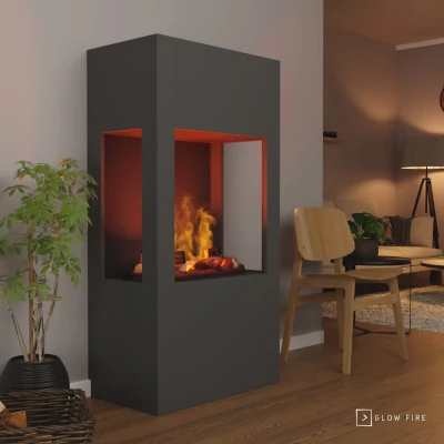 Glow Fire Böll Grey - OMC 400 | Freestanding Water Vapour Fireplace, Grey Glow Fire Böll Grey - OMC 400 | Freestanding Water Vapour Fireplace, Grey, 54 cm x 145 cm x 44 cm