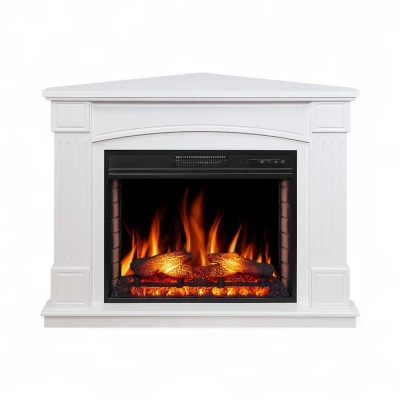 ArtiFlame Boston corner white electric fireplace suite with AF28S insert