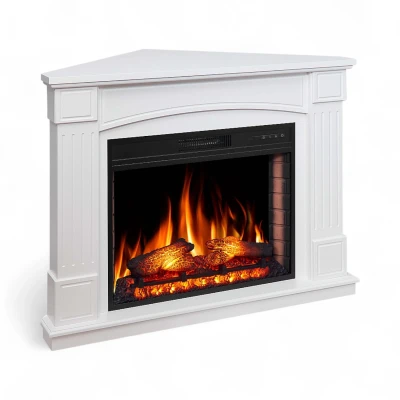 ArtiFlame Boston corner white electric fireplace suite with AF28S insert