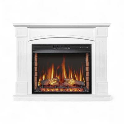 ArtiFlame Boston white electric fireplace suite with classic mantel and AF28S insert