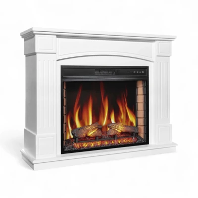 ArtiFlame Boston white electric fireplace suite with classic mantel and AF28S insert