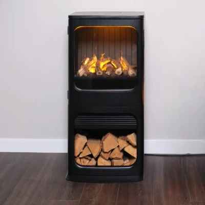 Dimplex Mapleton 100 freestanding black cast iron water vapour fireplace with log set