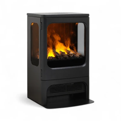 Dimplex Mapleton 80 freestanding black cast iron water vapour fireplace with log set
