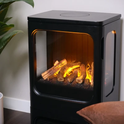 Dimplex Mapleton 80 freestanding black cast iron water vapour fireplace with log set