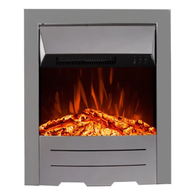 Dexter Silver Electric Fireplace with Adjustable Heat, Silver Dexter Silver Electric Fireplace with Adjustable Heat, Silver, Energy-Saving LED