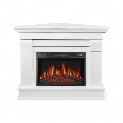 Albion Corner Electric Fireplace Suite – White | Buy ArtiFlame Fireplaces Here ArtiFlame Albion Corner electric fireplace suite in white with LED flame