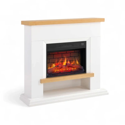 White Shelford mantel electric fireplace with 23-inch insert