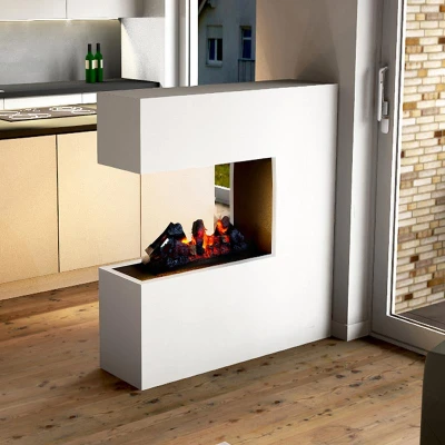 Glow Fire Schiller White - OMC 600 | Freestanding Water Vapour Fireplace Glow Fire Schiller White - OMC 600 | Freestanding Water Vapour Fireplace, 120 cm x 120 cm x 38 cm