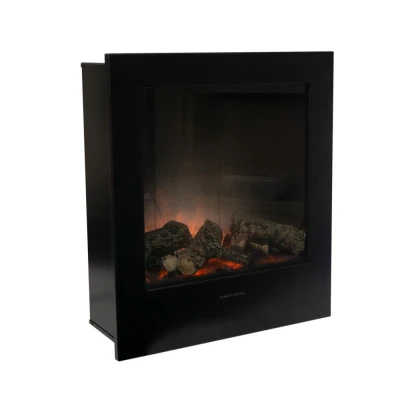 Black built-in electric fireplace without heating - width 60,5 cm Black built-in electric fireplace without heating - width 60,5 cm