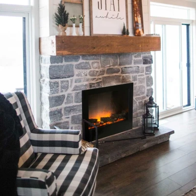 Black built-in  electric fireplace without heat - width 75,5 cm Black built-in electric fireplace without heat - width 75,5 cm