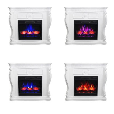 Lex Electric Fireplace with Campfire Flame Effect, Cherry, Adjustable Heat