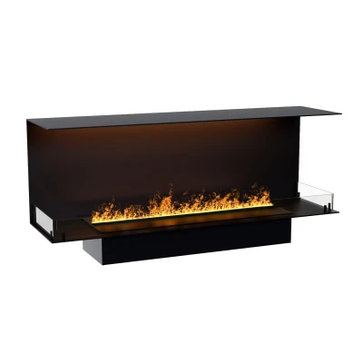 Built-in hybrid fireplace with three open sides Foco Myst Three 1500