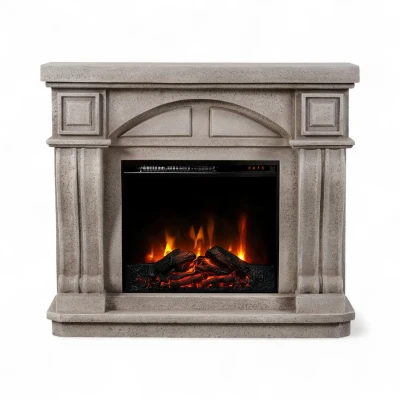 ScandiFlames Logi freestanding electric fireplace with grey/white polystone frame and Eldur 23" insert