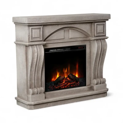 ScandiFlames Logi freestanding electric fireplace with grey/white polystone frame and Eldur 23" insert