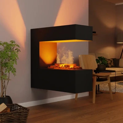 Glow Fire Schiller Wall Black OMC 400 Wall-mounted Water Vapour Fireplace – Realistic Flame Effect