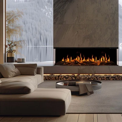 Aflamo Gold 193 cm black wall-mounted electric fireplace