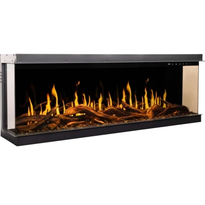 Aflamo Gold 132 cm black wall-mounted electric fireplace