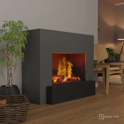 Glow Fire Hauptmann Grey - OMC 600 | Freestanding Water Vapour Fireplace Glow Fire Hauptmann Grey - OMC 600 | Freestanding Water Vapour Fireplace, 90 cm x 110 cm x 45 cm